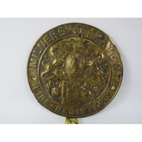 568 - THIS LOT HAS NOW BEEN WITHDRAWN BY THE VENDOR.
3 Royal Coat of arms plaques and a brass Milners Pate... 