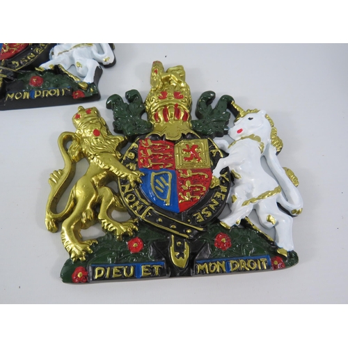 568 - THIS LOT HAS NOW BEEN WITHDRAWN BY THE VENDOR.
3 Royal Coat of arms plaques and a brass Milners Pate... 