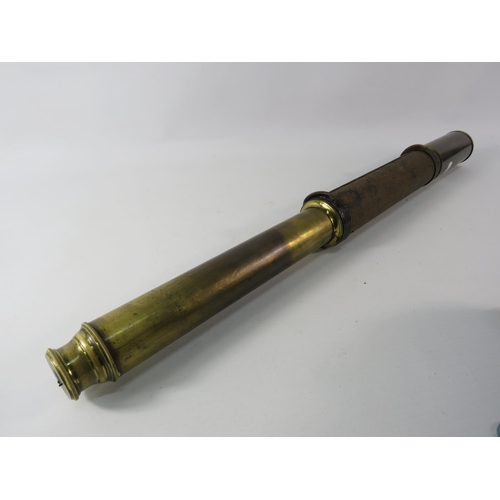 572 - Vintage brass telescope with leather to the body.