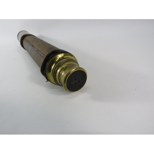 572 - Vintage brass telescope with leather to the body.