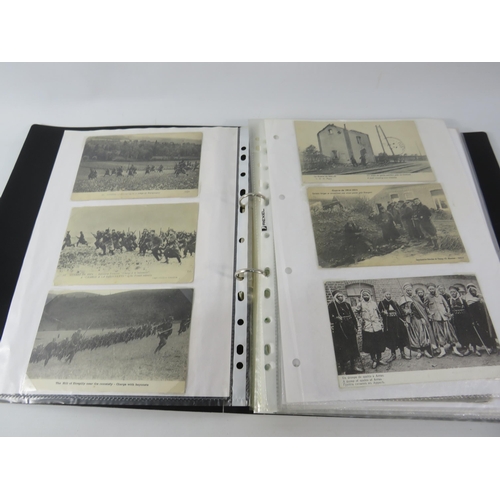 574 - Folder containing 90+ Military and War related postcards.