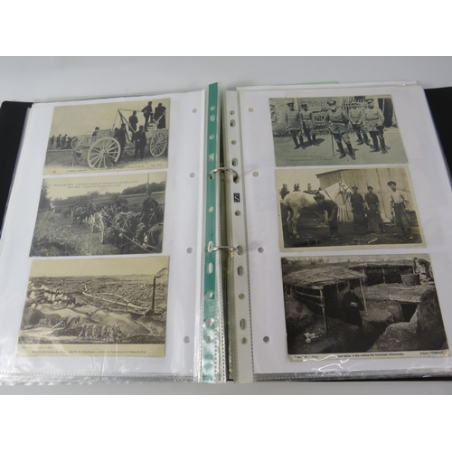 574 - Folder containing 90+ Military and War related postcards.