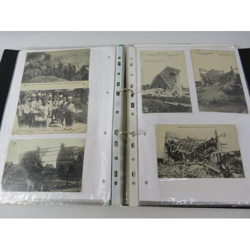 574 - Folder containing 90+ Military and War related postcards.