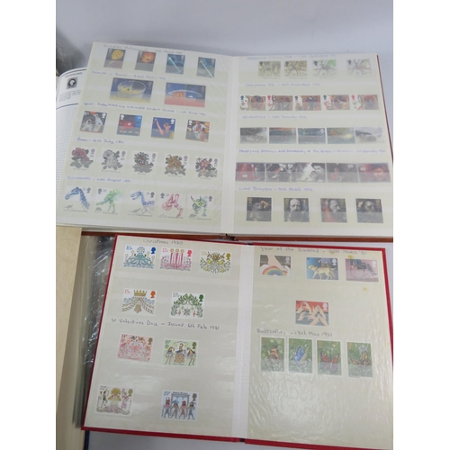 575 - Three albums containing a large quantity of mint stamps and two part filled used stamp albums.