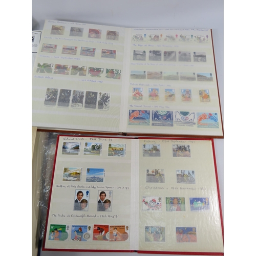 575 - Three albums containing a large quantity of mint stamps and two part filled used stamp albums.