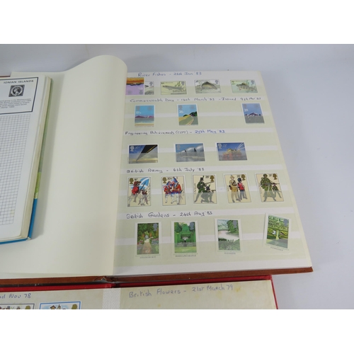 575 - Three albums containing a large quantity of mint stamps and two part filled used stamp albums.