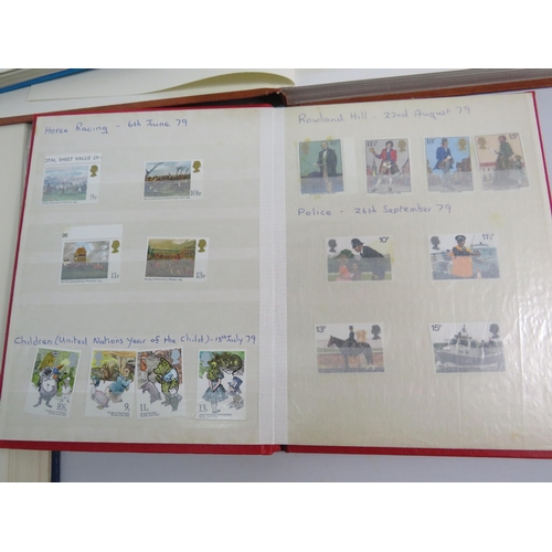 575 - Three albums containing a large quantity of mint stamps and two part filled used stamp albums.