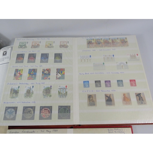 575 - Three albums containing a large quantity of mint stamps and two part filled used stamp albums.