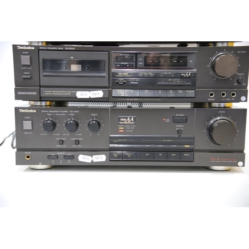 2277 - Technics stacking units, Quartz Synthesizer stereo Tuner,  CD Player, Stereo Cassette deck. All powe... 