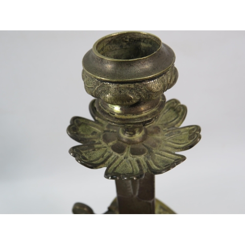 723 - Pair of c1920s WW1 Imperial German Navy Lions Head Sword candle holders, The lions have one green an... 