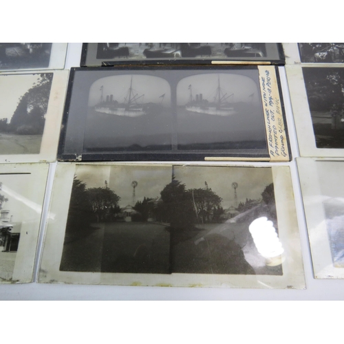 728 - 28 Glass stereoview slides from the Victorian and possibly Edwardian period. Inc Hampton Court, Boat... 