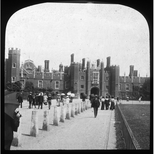 728 - 28 Glass stereoview slides from the Victorian and possibly Edwardian period. Inc Hampton Court, Boat... 