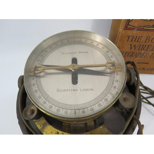 750 - THIS LOT HAS NOW BEEN WITHDRAWN BY THE VENDOR.
Brass Galvanometer by Telegraph works plus The book o... 