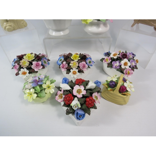 753 - Selection of Ceramic flower posies including four by Royal Doulton.