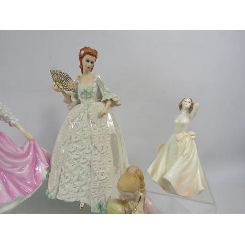 754 - Six porcelain figurines of ladies by Coaport, Compton woodhouse etc.