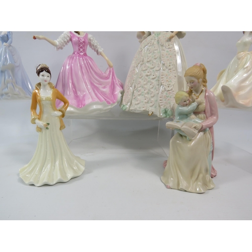 754 - Six porcelain figurines of ladies by Coaport, Compton woodhouse etc.