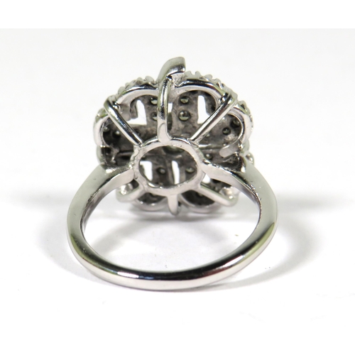 501A - 1920's Era Art Deco Style Ring with Multiple Diamonds set in a four leaf Clover pattern and set on a... 