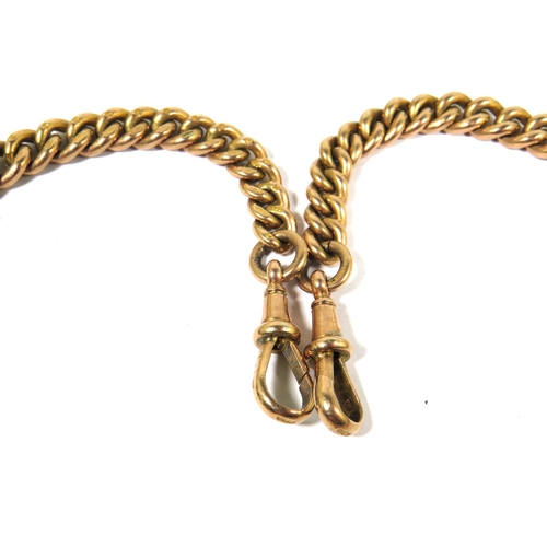 509A - Lovely 9ct Yellow Gold Watch chain with twin fasteners, Tee Bar & Masonic Fob. Each link Hallmarked.... 