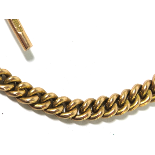 509A - Lovely 9ct Yellow Gold Watch chain with twin fasteners, Tee Bar & Masonic Fob. Each link Hallmarked.... 