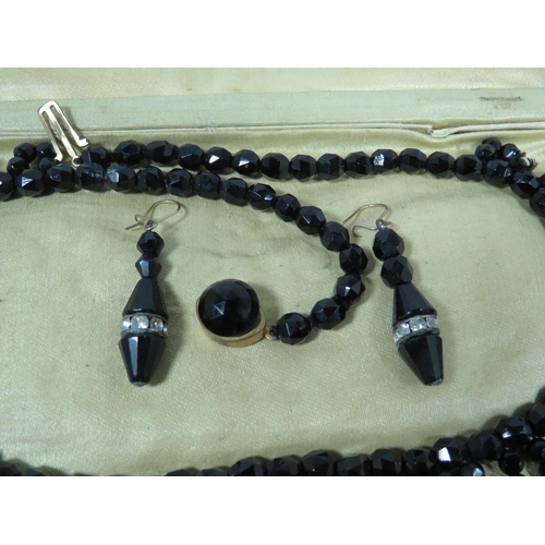 510A - Nice Selection of vintage French Basalt Crystal Necklaces. One is boxed with matching earrings. See ... 