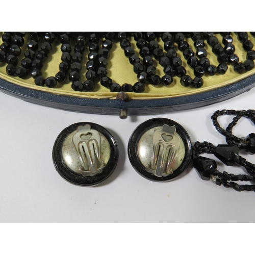 510A - Nice Selection of vintage French Basalt Crystal Necklaces. One is boxed with matching earrings. See ... 