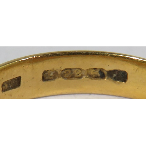 524A - 22ct Yellow Gold Plain Band. Finger size 'L'   2.2g