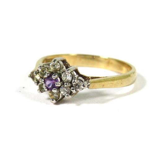 530A - 9ct Yellow Gold Ring set with Amethyst and CZ Gemstones.  Finger size 'M-5'   2.2g