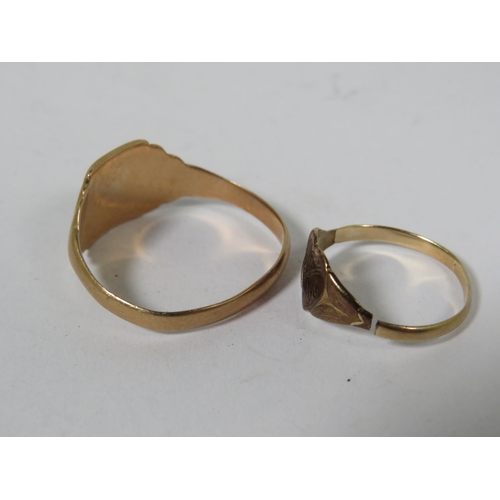 531A - Two 9ct Yellow Gold Rings, one is mishapen, the other has break to shank. Consider for Scrap or Repa... 