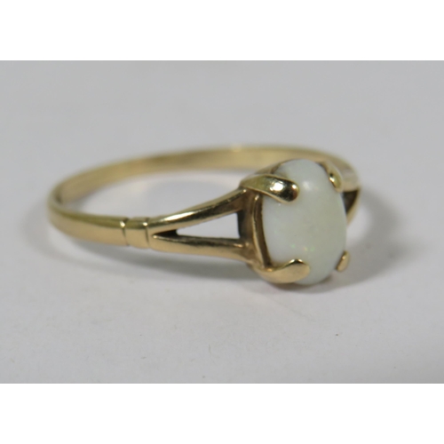 534A - 9ct Yellow Gold Ring set with a small white Opal which measures approx 7 x 5 mm.  Finger size 'M'   ... 