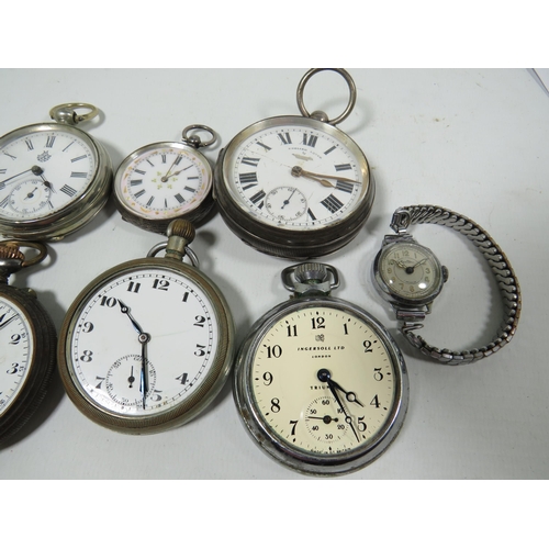 542A - Selection of Vintage and Antique Pocket Watches, some with Silver cases. All for spares or repairs,.... 