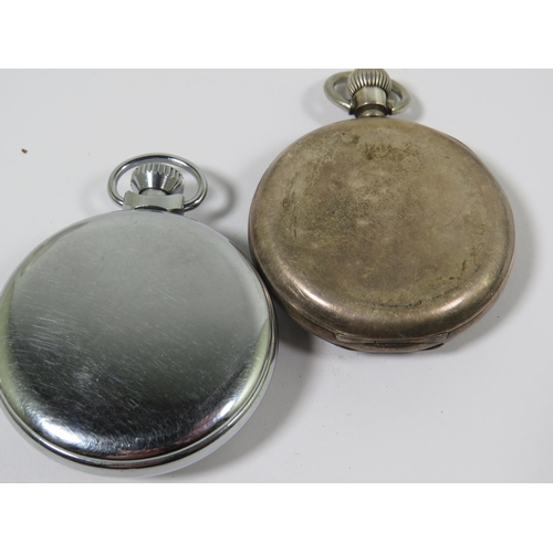 544A - Two Pocket Watches. A Chrome case British Made 'Services' Army Watch with luminous hands and hour sp... 