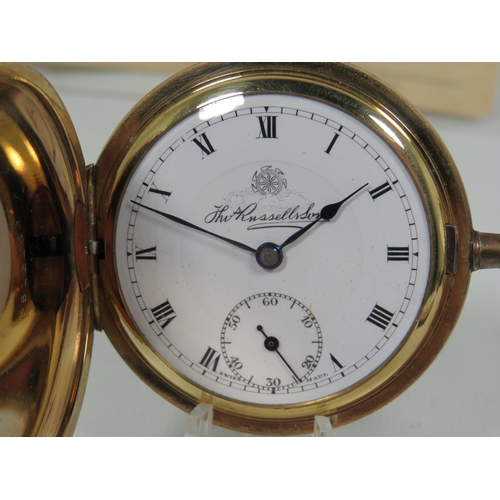 545A - A Thomas Russell (Liverpool) Full Hunter 15 jewel Pocket watch with enamel face in Amazing condition... 