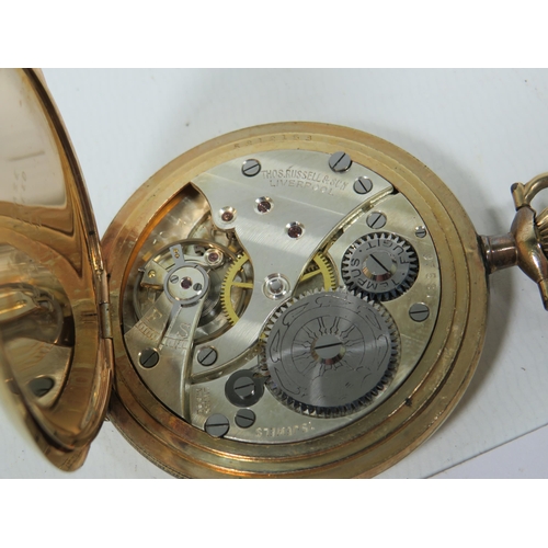 545A - A Thomas Russell (Liverpool) Full Hunter 15 jewel Pocket watch with enamel face in Amazing condition... 