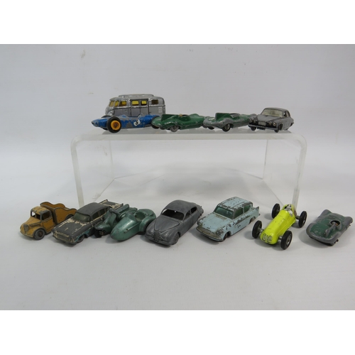 803 - THIS LOT HAS NOW BEEN WITHDRAWN BY THE VENDOR.
Twelve Lesney diecast playworn vehicles.