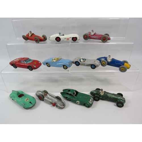 809 - THIS LOT HAS NOW BEEN WITHDRAWN BY THE VENDOR.
Eleven playworn vintage diecast Dinky racing cars som... 