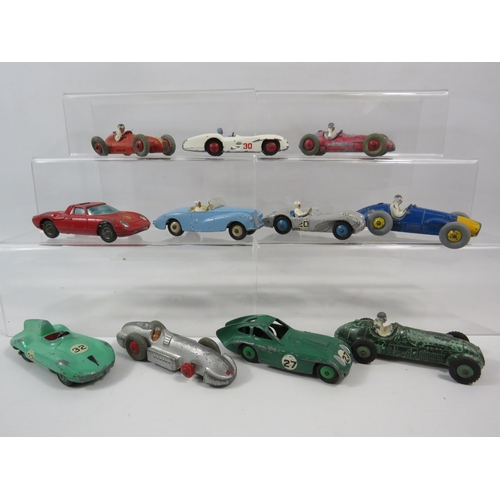 809 - THIS LOT HAS NOW BEEN WITHDRAWN BY THE VENDOR.
Eleven playworn vintage diecast Dinky racing cars som... 