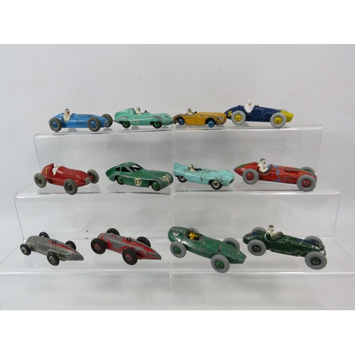 812 - THIS LOT HAS NOW BEEN WITHDRAWN BY THE VENDOR.
Twelve playworn vintage Dinky racing cars with driver... 