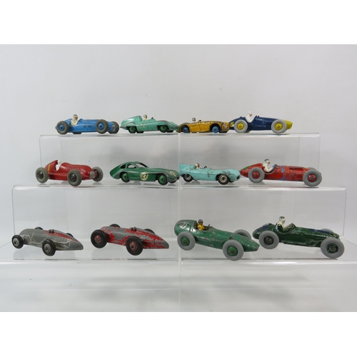 812 - THIS LOT HAS NOW BEEN WITHDRAWN BY THE VENDOR.
Twelve playworn vintage Dinky racing cars with driver... 