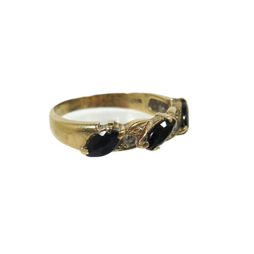 341A - 9ct Yellow Gold Ring set with CZ and Sapphire. Finger size 'O-5'   2.3g