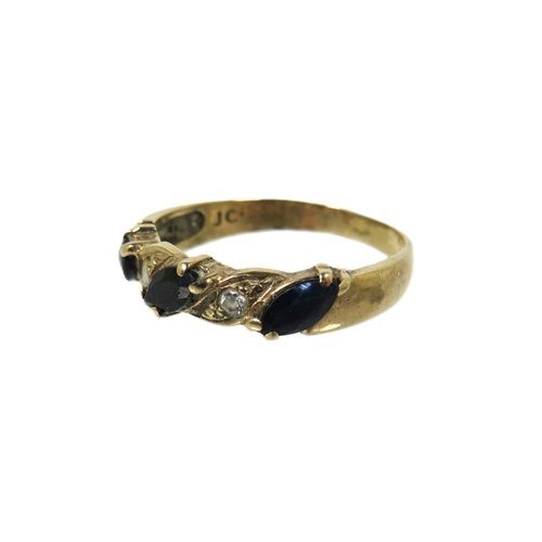 341A - 9ct Yellow Gold Ring set with CZ and Sapphire. Finger size 'O-5'   2.3g