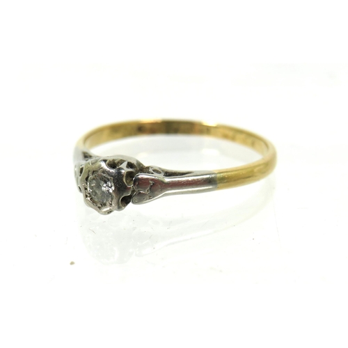 342A - 18ct Yellow Gold Ring set with a solitaire Diamond which measures approx 2.56m (1/16th ct) Platinum ... 