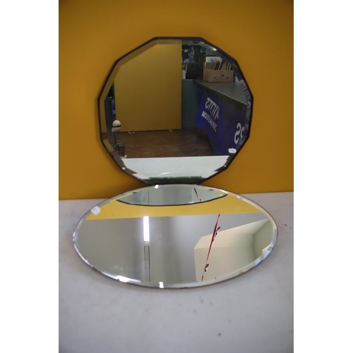 796 - Two Vintage Frameless mirrors. Each measures approx 15 x 26 inches. See photos.