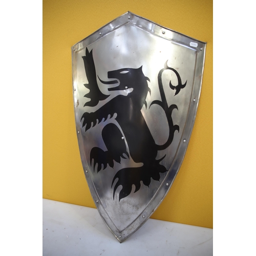 798 - Metal Replica of a Medieval shield.  40 inches long. See photos.