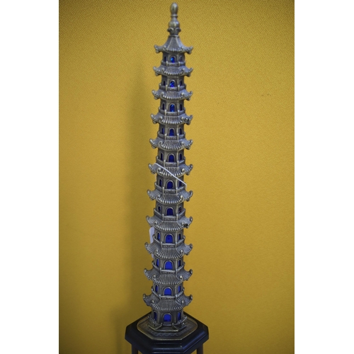 799 - Oriental Ceremonial Dagger in the form of a Pagoda.. 23 inches tall. See photos.