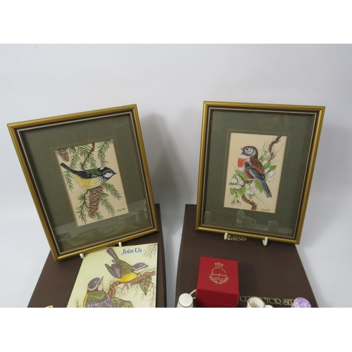 438a - Mixed lot to include Cash collectors embroided pictures, china items and a rolled gold cameo brooch.