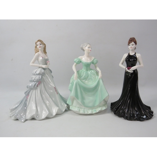 6a - Three Coalport figurines, Silver Annivesary, Ladies of Fashion etc.