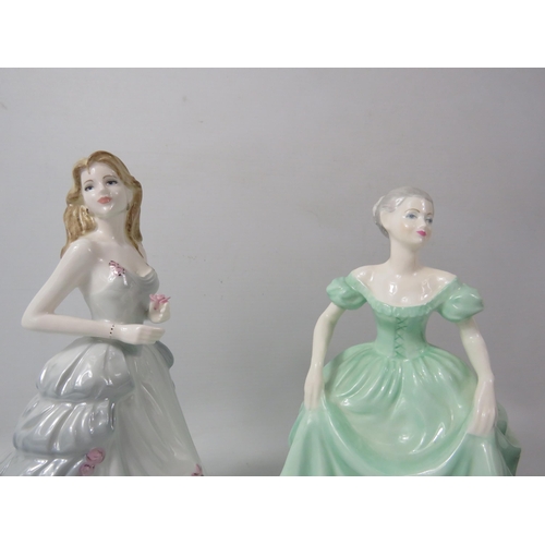 6a - Three Coalport figurines, Silver Annivesary, Ladies of Fashion etc.