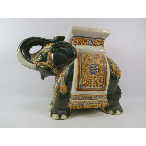 73a - Large Majolica style Elephant plant stand, 16.5