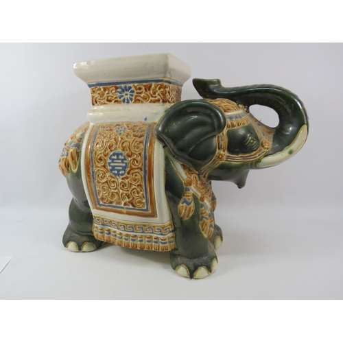 73a - Large Majolica style Elephant plant stand, 16.5