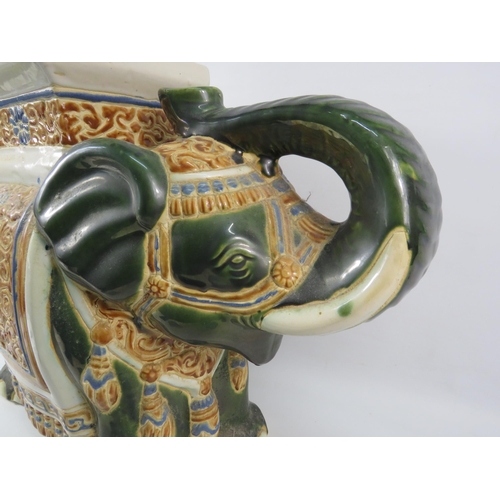 73a - Large Majolica style Elephant plant stand, 16.5